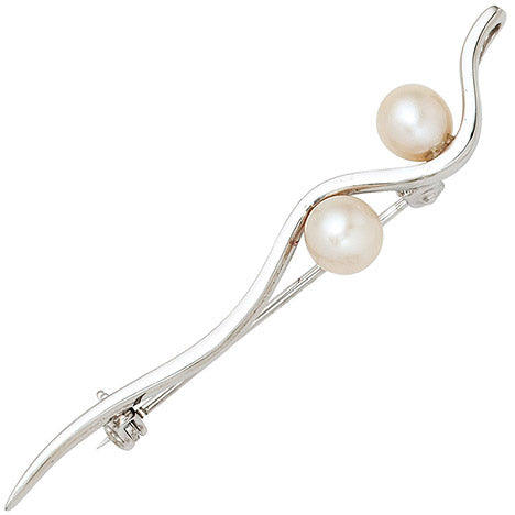 Brosche Anhänger 925 Sterling Silber 2 Süßwasser Perlen Perlenbrosche