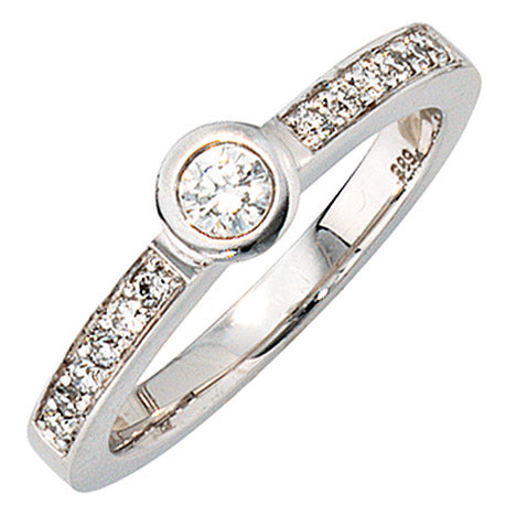 Damen Ring 585 Gold Weißgold 13 Diamanten Brillanten 0 34ct. Weißgoldring