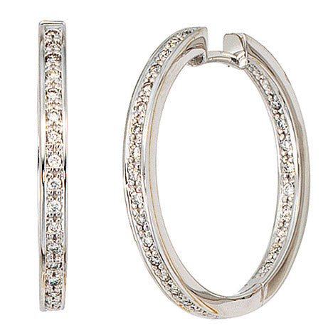 Creolen rund 585 Gold Weißgold 50 Diamanten Brillanten Ohrringe Weißgoldcreolen