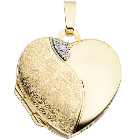 Medaillon Herz 333 Gold Gelbgold eismatt Anhänger zum Öffnen