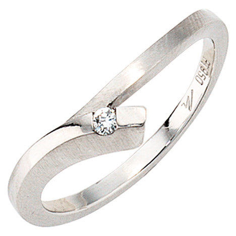 Damen Ring 950 Platin mattiert 1 Diamant Brillant 0 03ct. Platinring