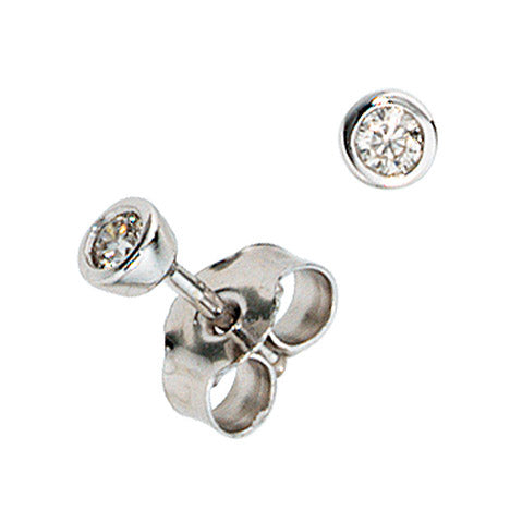 Ohrstecker rund 585 Gold Weißgold 2 Diamanten Brillanten 0 10ct. Ohrringe