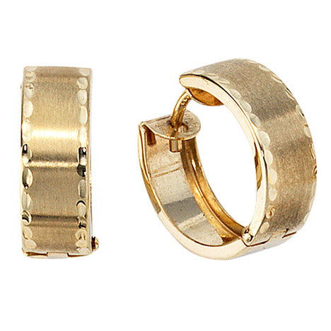 Creolen rund 333 Gold Gelbgold mattiert Ohrringe Goldohrringe Goldcreolen