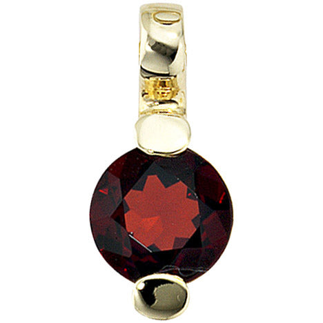 Anhänger rund 585 Gold Gelbgold 1 Granat rot Goldanhänger