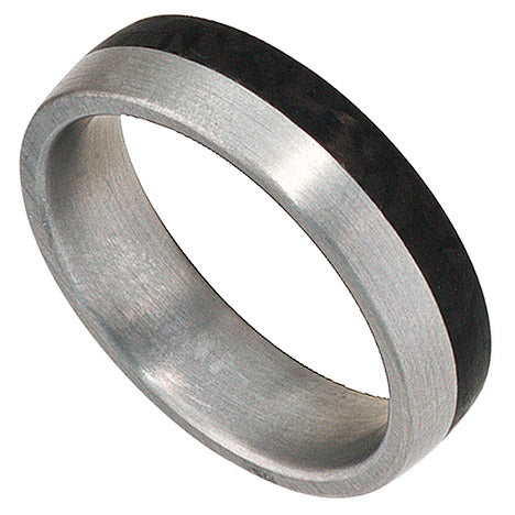 Partner Ring Edelstahl mattiert mit Carbon