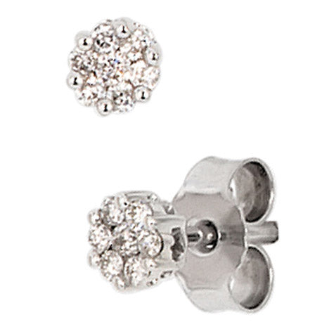 Ohrstecker 585 Gold Weißgold 14 Diamanten Brillanten 0 15ct. Ohrringe