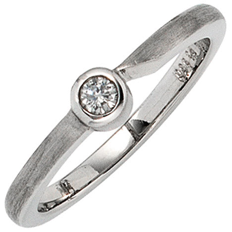 Damen Ring 950 Platin matt 1 Diamant Brillant 0 08 ct. Platinring