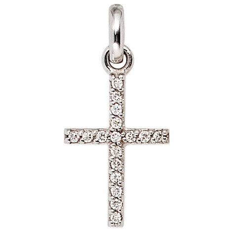 Anhänger Kreuz 585 Gold Weißgold 17 Diamanten Brillanten Kreuzanhänger Goldkreuz