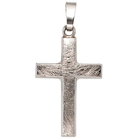 Anhänger Kreuz 375 Gold Weißgold eismatt Kreuzanhänger Goldkreuz