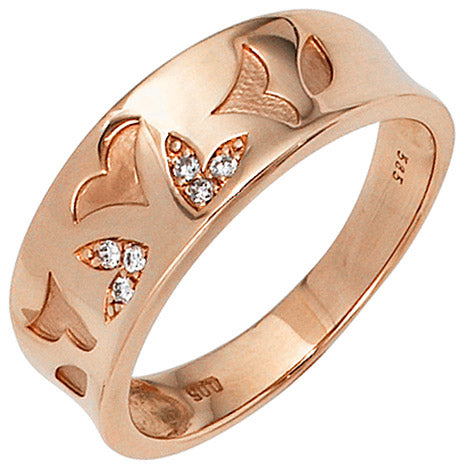 Damen Ring 585 Gold Rotgold 6 Diamanten Brillanten 0 05ct. Rotgoldring