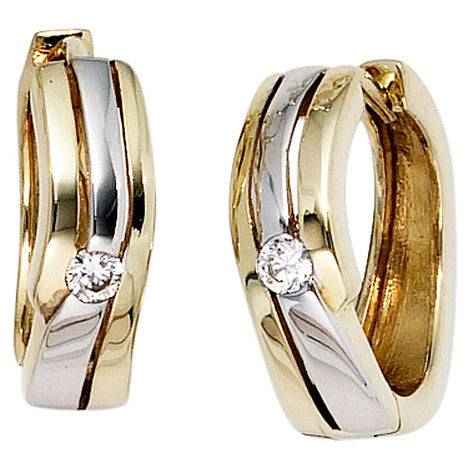 Creolen 333 Gold Gelbgold bicolor 2 Zirkonia Ohrringe Goldohrringe Goldcreolen