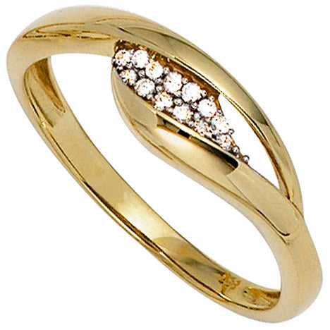 Damen Ring 333 Gold Gelbgold bicolor mit Zirkonia Goldring – GOETTGEN