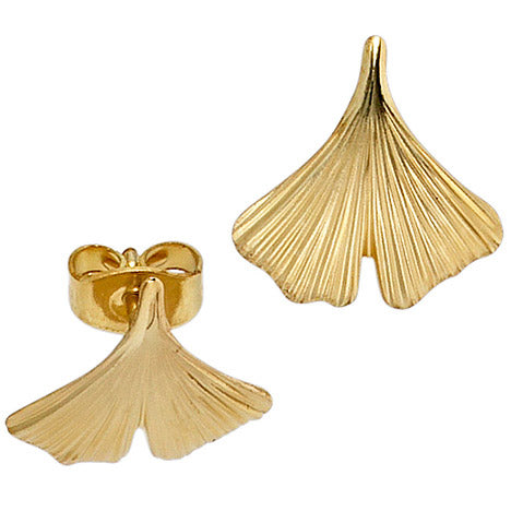 Ohrstecker Ginko Gingko 375 Gold Gelbgold mattiert Ohrringe