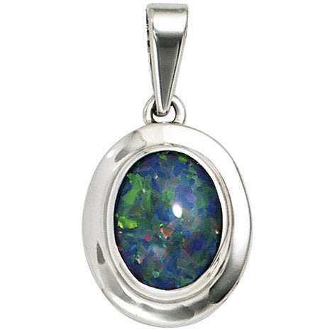 Anhänger oval 585 Gold Weißgold 1 Opaltriplette Goldanhänger