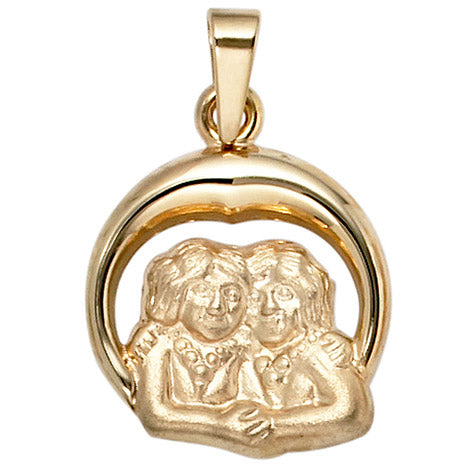 Anhänger Sternzeichen Zwilling 375 Gold Gelbgold matt Sternzeichenanhänger