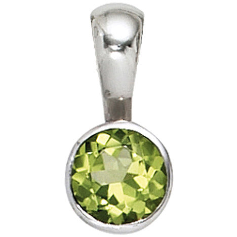 Anhänger rund 925 Sterling Silber rhodiniert 1 Peridot grün