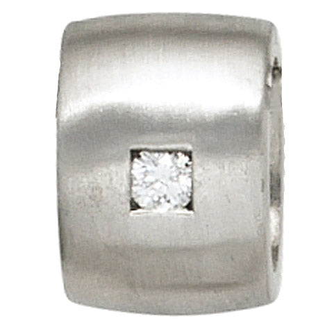 Anhänger 925 Sterling Silber rhodiniert mattiert 1 Diamant Brillant 0 05ct.