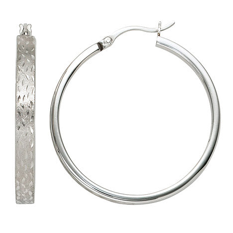 Creolen rund 925 Sterling Silber mattiert Ohrringe Silberohrringe Silbercreolen