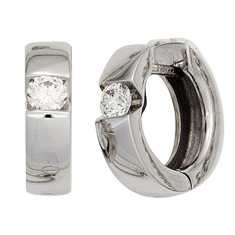 Creolen rund 585 Gold Weißgold 2 Diamanten Brillanten 0 30 ct. Ohrringe
