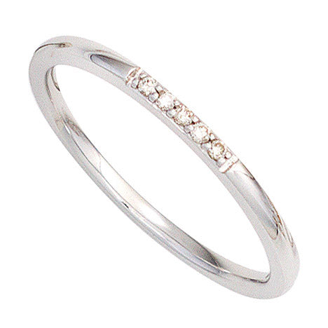 Damen Ring 585 Gold Weißgold 5 Diamanten Brillanten Weißgoldring