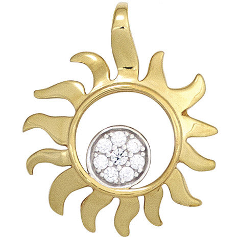 Anhänger Sonne 585 Gold Gelbgold bicolor 8 Diamanten Brillanten 0 07ct.