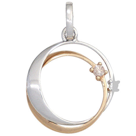 Anhänger 585 Gold Weißgold Rotgold bicolor 2 Diamanten Brillanten Goldanhänger