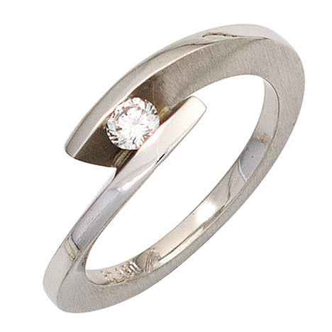 Damen Ring 950 Platin matt 1 Diamant Brillant 0 15ct. Platinring