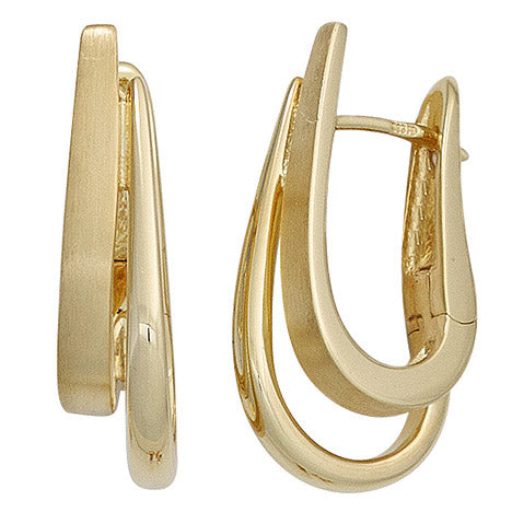 Creolen 585 Gold Gelbgold mattiert Ohrringe Goldohrringe Goldcreolen