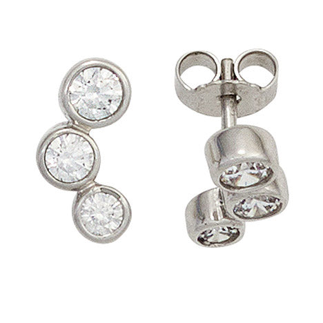 Ohrstecker 375 Gold Weißgold 6 Zirkonia Ohrringe