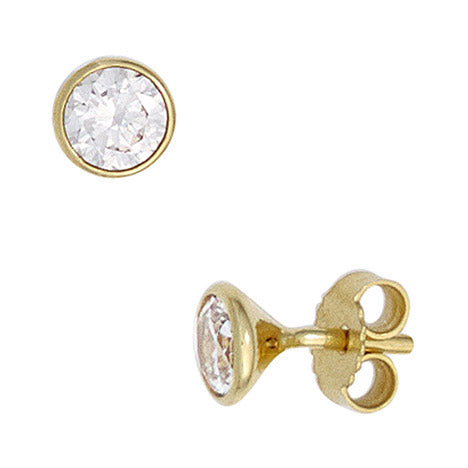 Ohrstecker rund 333 Gold Gelbgold 2 Zirkonia Ohrringe Goldohrstecker