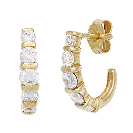 Halbcreolen 333 Gold Gelbgold 10 Zirkonia Ohrringe Creolen Goldohrringe