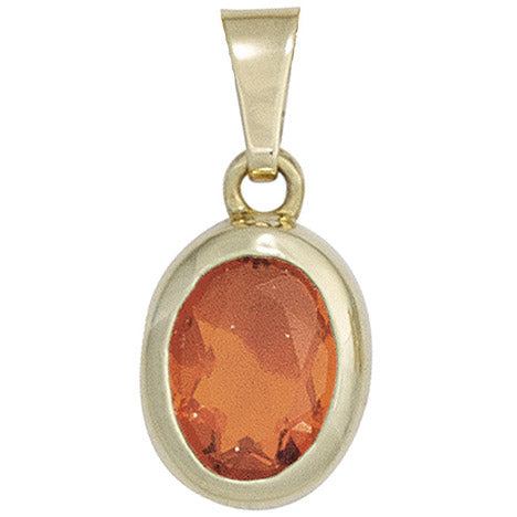 Anhänger oval 585 Gold Gelbgold 1 Feueropal rot Goldanhänger
