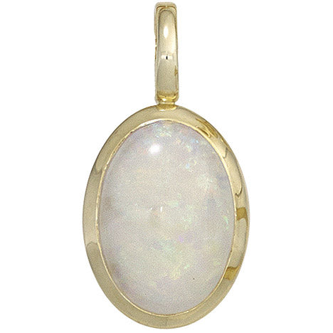 Anhänger oval 585 Gold Gelbgold 1 Opal Goldanhänger