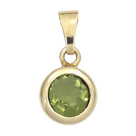Anhänger rund 585 Gold Gelbgold 1 Peridot grün Goldanhänger