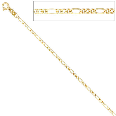 Figarokette 333 Gelbgold 2 3 mm 45 cm Gold Kette Halskette Goldkette Federring