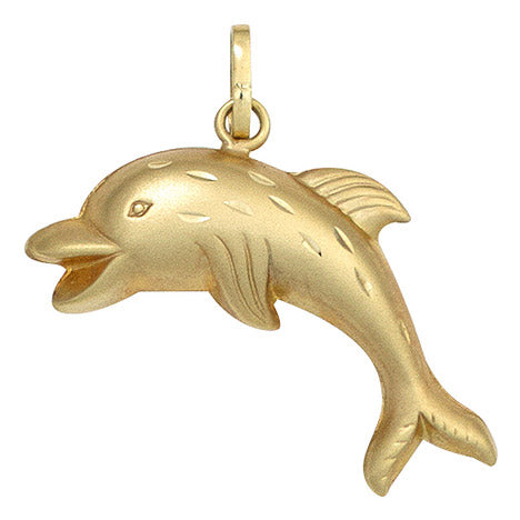 Kinder Anhänger Delfin 333 Gold Gelbgold mattiert Kinderanhänger