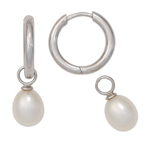 Creolen rund 925 Sterling Silber Ohrringe Klappmechanik (ohne Perlen-Anhänger)