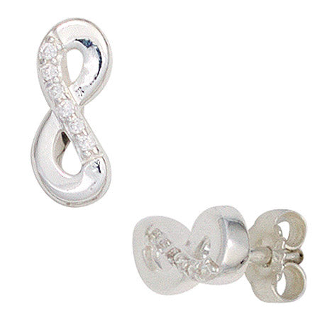 Ohrstecker Unendlichkeit 925 Sterling Silber rhodiniert mit Zirkonia Ohrringe
