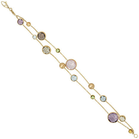 Armband 585 Gold Gelbgold mattiert mit Edelsteinen Goldarmband Karabiner
