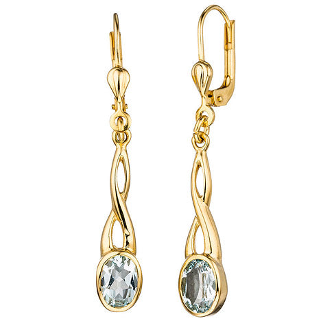 Boutons 585 Gold Gelbgold 2 Aquamarine helllbau blau Ohrringe Ohrhänger