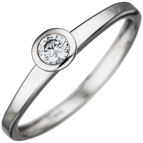 Damen Ring 333 Gold Weißgold 1 Zirkonia Goldring