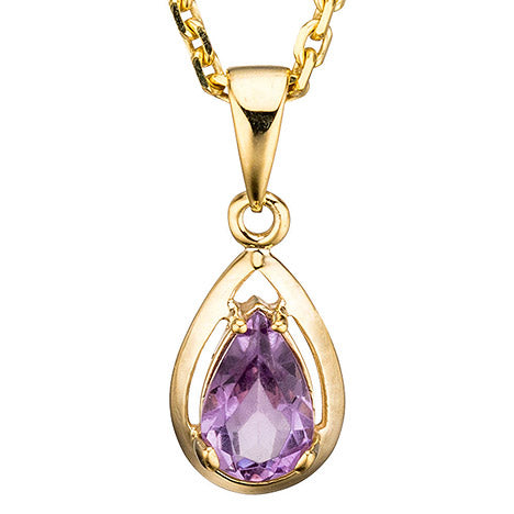 Anhänger Tropfen 333 Gold Gelbgold 1 Amethyst lila violett Goldanhänger