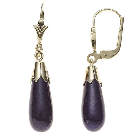 Boutons Tropfen 333 Gold Gelbgold 2 Lapislazuli blau Ohrringe Ohrhänger