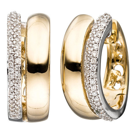 Creolen 585 Gold Gelbgold bicolor 86 Diamanten Brillanten Ohrringe