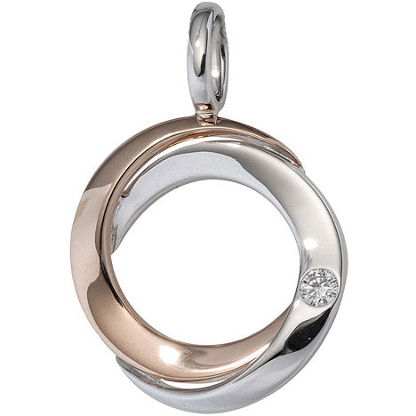 Anhänger 585 Gold Weißgold Rotgold bicolor 1 Diamant Brillant Diamantanhänger