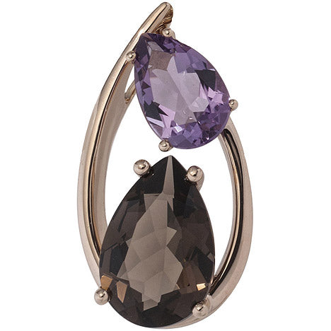 Anhänger 585 Gold Rotgold 1 Rauchquarz 1 Amethyst violett lila Goldanhänger