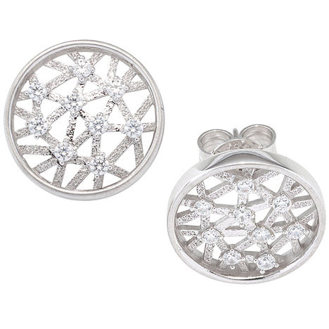 Ohrstecker rund 333 Gold Weißgold 18 Zirkonia Ohrringe Goldohrstecker