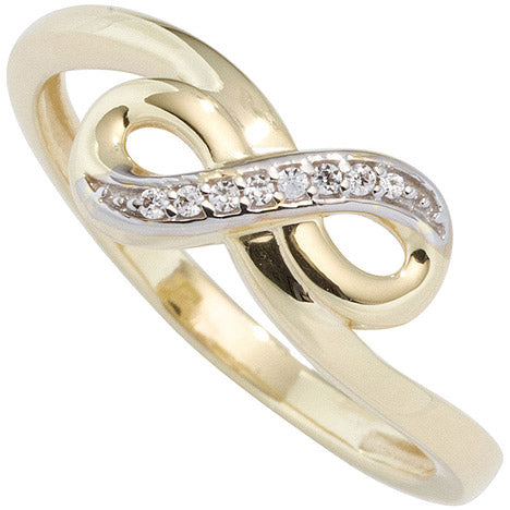Damen Ring Unendlichkeit 333 Gold Gelbgold bicolor mit Zirkonia Goldring