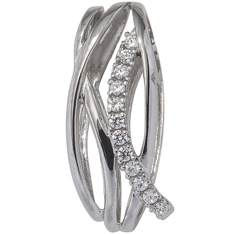 Anhänger 333 Gold Weißgold mit Zirkonia Goldanhänger verschlungen