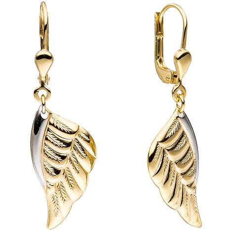 Boutons Flügel Engelsflügel 333 Gold Gelbgold bicolor Ohrringe Ohrhänger
